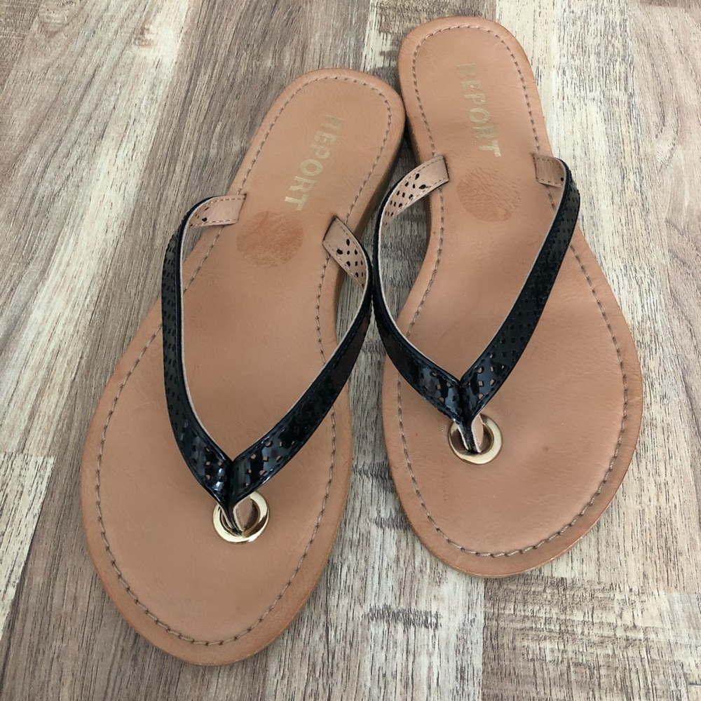 Black and Tan Flip Flop Sandals